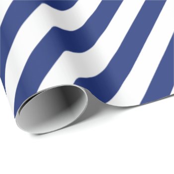 Christmas Blue Color White Stripes Xmas Holiday Wrapping Paper by Kullaz at Zazzle