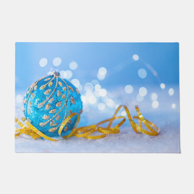 Christmas Blue Decor Ball Doormat (Front)