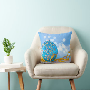 Christmas Blue Decor Ball Throw Pillow
