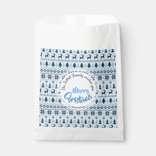 CHRISTMAS Blue Deer pattern personalized Favor Bag (Front)