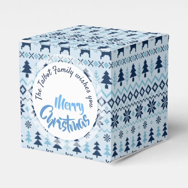 CHRISTMAS Blue Deer pattern personalized Favor Box (Front Side)