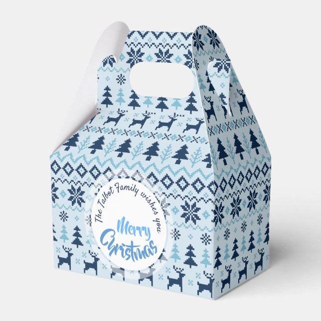 CHRISTMAS Blue Deer pattern personalized Favor G Boxes (Front Side)