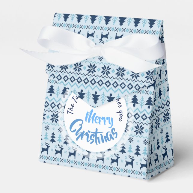 CHRISTMAS Blue Deer pattern personalized Favor T Boxes (Front Side)