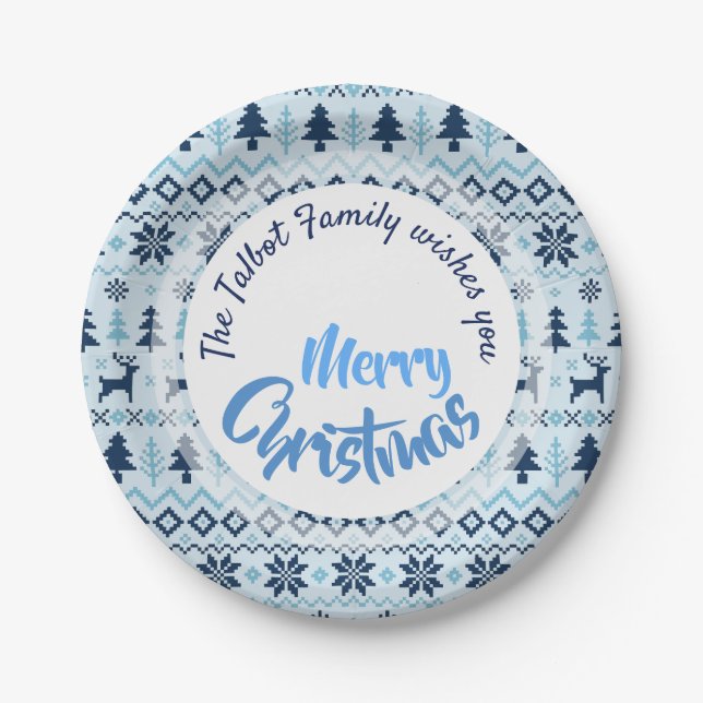 CHRISTMAS Blue Deer pattern personalized P Plate (Front)