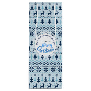 CHRISTMAS Blue Deer pattern personalized Wine Gift Wine Gift Bag