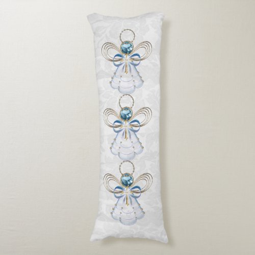 Christmas Blue Filigree Angel of Faith Filigree  Body Pillow