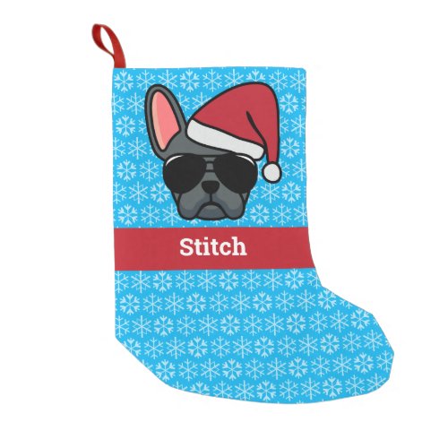 Christmas Blue French Bulldog Small Christmas Stocking