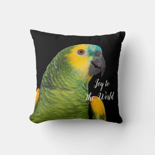 Christmas Blue_fronted Amazon Parrot Black Throw Pillow