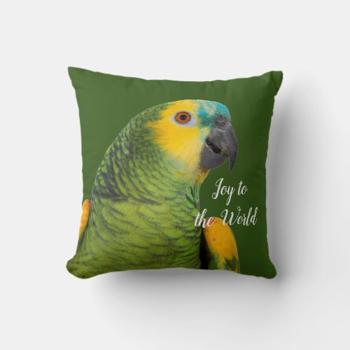 Christmas Blue_fronted Amazon Parrot Green Throw Pillow