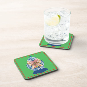 Christmas Blue Ginger Jar     Beverage Coaster