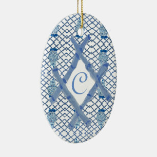 Christmas Blue Ginger Jar Ceramic Ceramic Ornamen Ornament