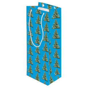 Christmas Blue Ginger Jars Wine Gift Bag