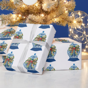 Christmas Blue Ginger Jars Wrapping Paper