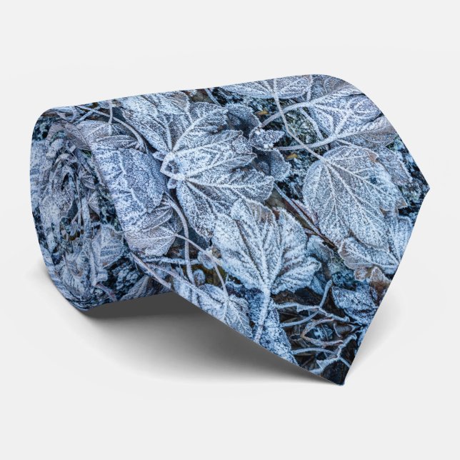 Christmas Blue Leaves Snow Winter Holidays Neck Tie (Rolled)