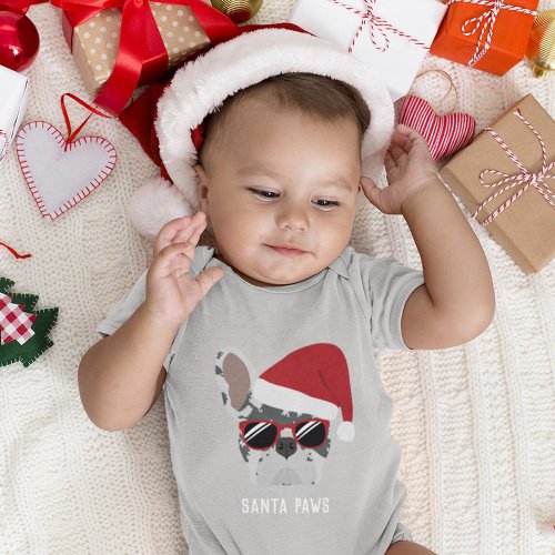 Christmas Blue Merle French Bulldog Baby Bodysuit