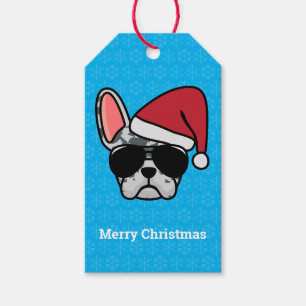 Christmas Blue Merle French Bulldog Gift Tags