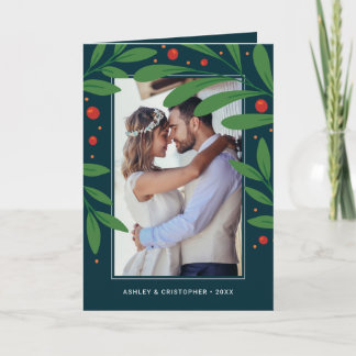 Christmas Blue Mistletoe | Holiday Photo Card