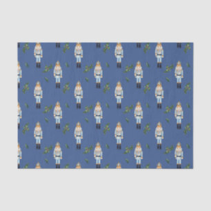 Christmas Blue Nutcracker and Holly Berry Branches Tissue Paper