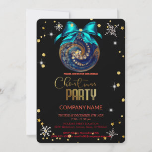 Christmas blue ornament diamonds, snowflakes invitation