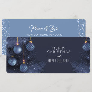 Christmas Blue Ornaments Holiday Card