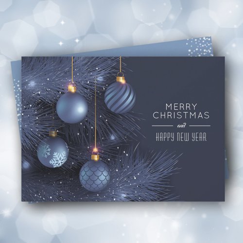 Christmas Blue Ornaments Holiday Card