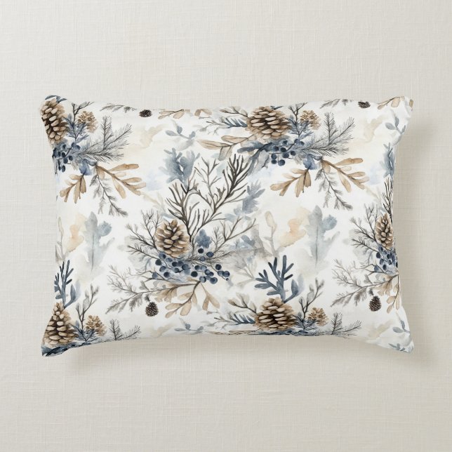 Christmas Blue Pine Cones   Accent Pillow (Front)