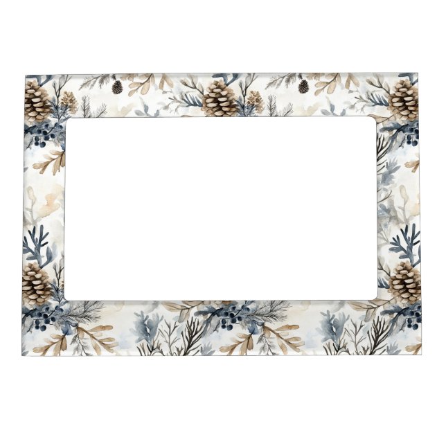 Christmas Blue Pine Cones   Magnetic Frame (Front)