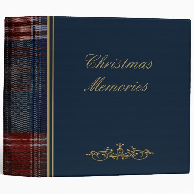 Christmas Blue Plaid 2" Photo Album 3 Ring Binder (Front/Spine)