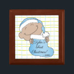 Christmas Blue Plaid Baby Keepsake Box<br><div class="desc">Sweet container to hold your treasures. Christmas Blue Plaid Baby. Personalize by deleting message and adding your own. Use your favorite font style, color and size. Design elements can be transferred to other Zazzle products. Always adjust and check for perfect fit when transferring designs. Merry Christmas! Size: Small 5.125" Square...</div>