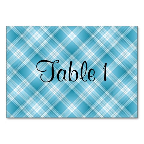 Christmas Blue Plaid Table Number