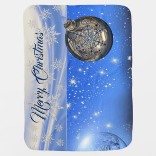 Christmas Blue Pristine Snowflakes Baby Blanket