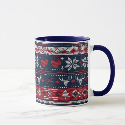 Christmas Blue Red Fair Isle Knitting Pattern