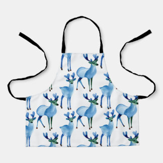Christmas Blue Reindeer Apron