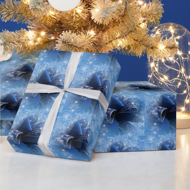 Christmas Blue Ribbon Wrapping Paper (Holidays)