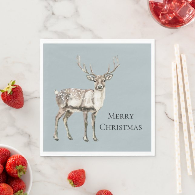 Christmas Blue Rustic Deer  Napkins (Insitu)
