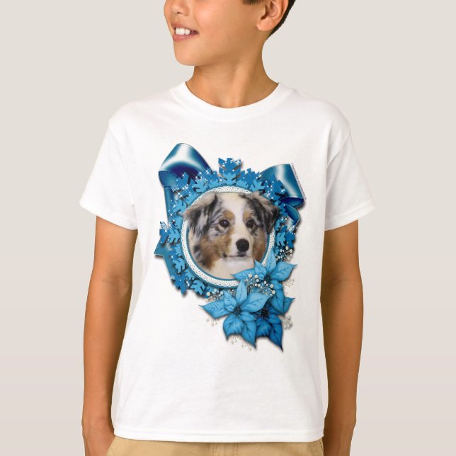 Christmas - Blue Snowflake - Australian Shepherd T-Shirt (Front)