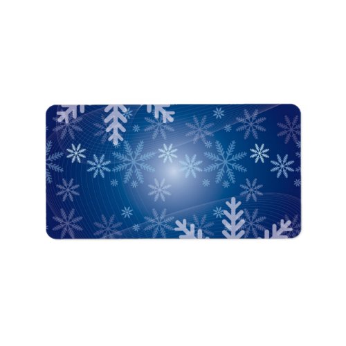 Christmas Blue Snowflake Background Label