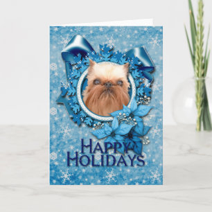 Christmas - Blue Snowflake - Brussels Griffon Holiday Card