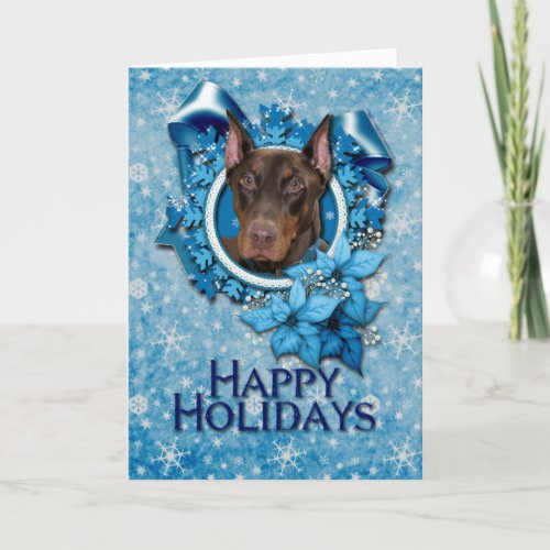 Christmas _ Blue Snowflake _ Doberman _ Rocky Holiday Card