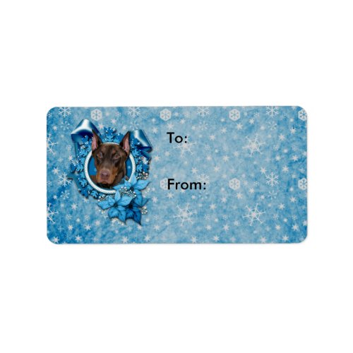 Christmas _ Blue Snowflake _ Doberman _ Rocky Label