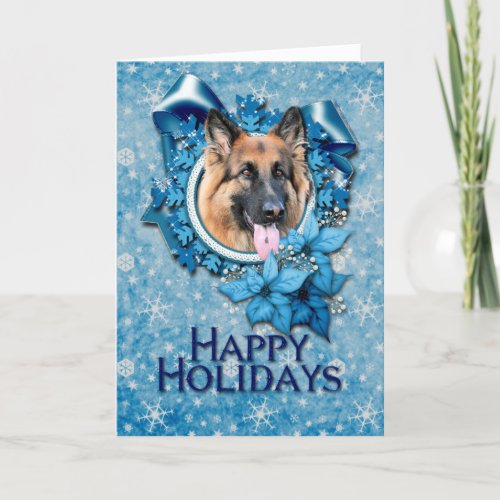 Christmas _ Blue Snowflake _German Shepherd Chance Holiday Card