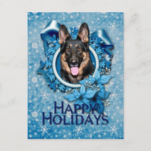 Christmas _ Blue Snowflake _German Shepherd _ Kuno Holiday Postcard