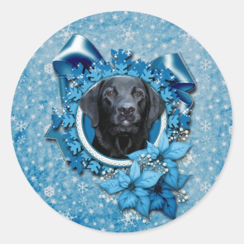 Christmas _ Blue Snowflake _ Labrador _ Black Gage Classic Round Sticker