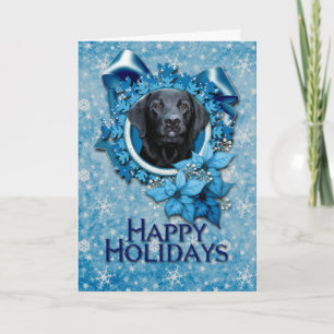 Christmas - Blue Snowflake - Labrador - Black Gage Holiday Card