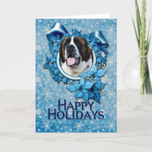 Christmas _ Blue Snowflake _ Saint Bernard _ Mae Holiday Card