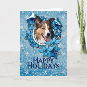 Christmas - Blue Snowflake - Sheltie Holiday Card