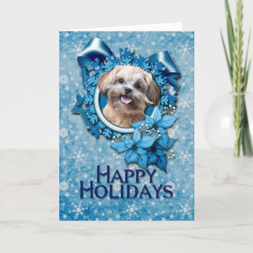 Christmas _ Blue Snowflake _ ShihPoo _ Maggie Holiday Card