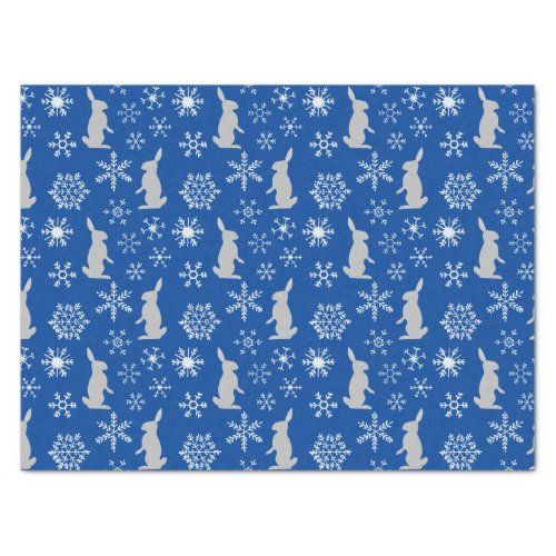 Christmas Blue Snowflakes and Bunnies Tissue Paper