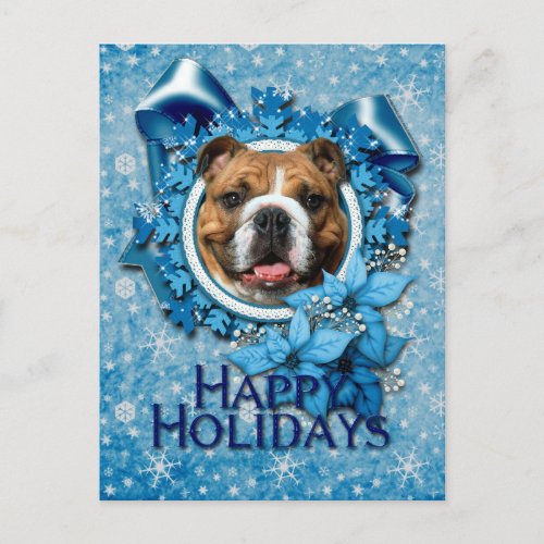 Christmas _ Blue Snowflakes _ Bulldog Holiday Postcard