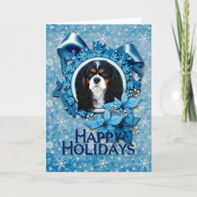 Christmas - Blue Snowflakes - Cavaliers Holiday Card (Front)